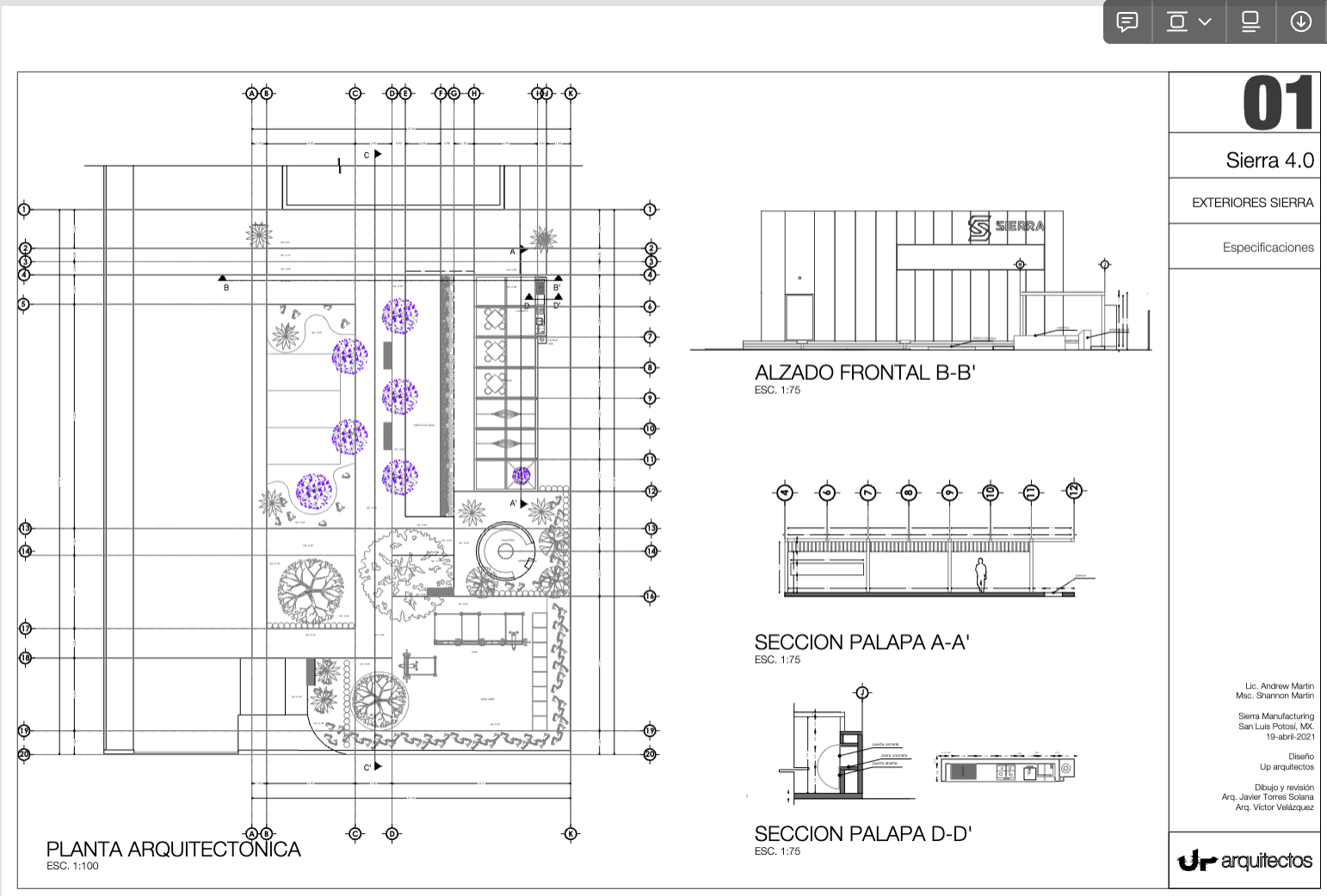 Exterior architectural blueprints