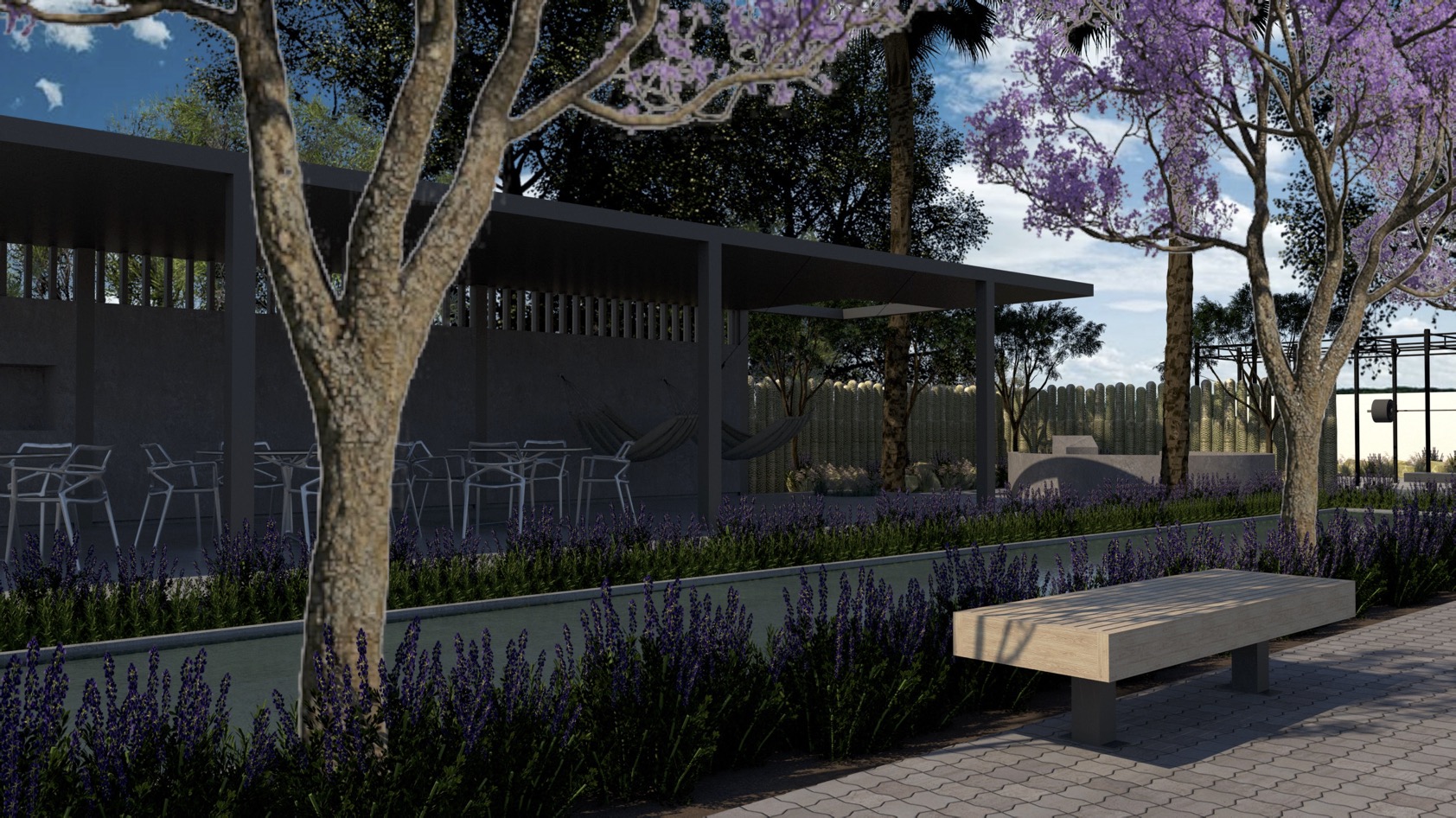 Exterior render of the remodeled facade